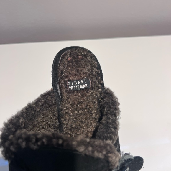 Stuart Weitzman fleece lined black suede mule. - Picture 2 of 7